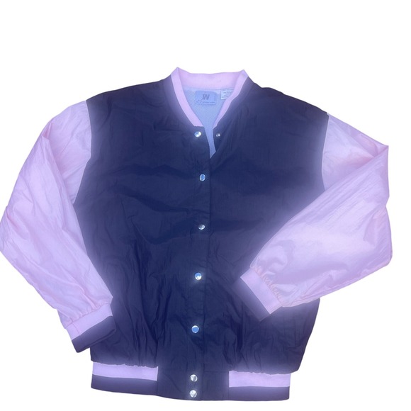 Vintage Junction West Active Windbreaker Jacket Black Pink Womens - Picture 1 of 16